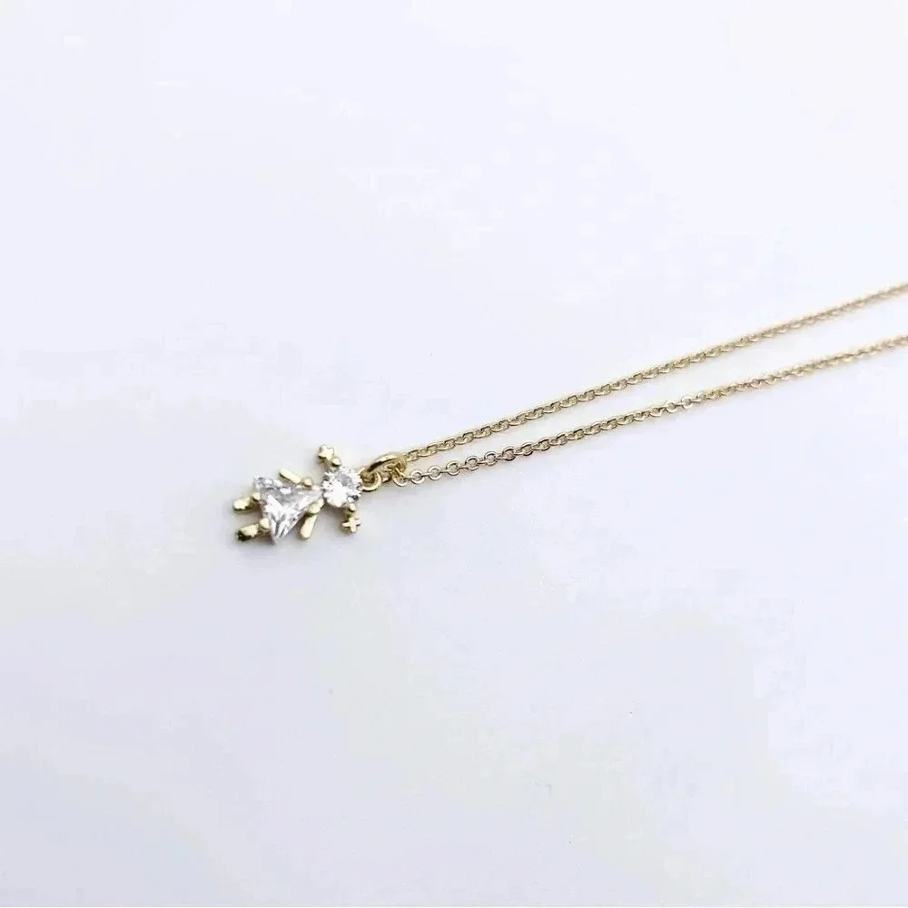 𝅺PETITE Rhinestone Girl Charm Necklace Mom Gift gold plated 🔅